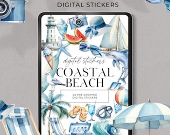 Beach & Coastal Digital Planner Stickers,Sticker Book, Goodnotes Stickers, Beach Stickers, Goodnotes Planner, Ipad Stickers, Png Stickers