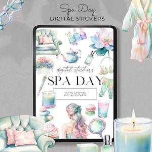 Spa Day Digital Planner Stickers,Sticker Book, Goodnotes Stickers, Spa Stickers, Goodnotes Planner, Ipad Stickers, Png Stickers