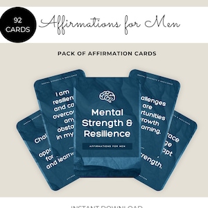 Cartões de Afirmação para Homens | Baralho Motivacional para Imprimir | Aumento Diário da Mentalidade | Citações de Autoaperfeiçoamento | Canva e PDF | Download Instantâneo