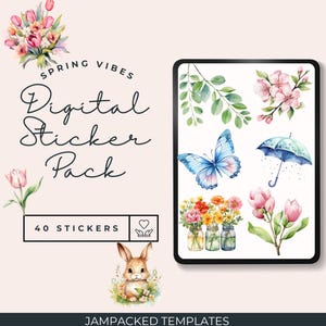 Spring Digital Stickers | Floral GoodNotes Stickers | Aesthetic Digital Planner Stickers | PNG Scrapbooking Stickers | Instant Download