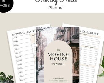 Moving Home Planner|Room By Room List|Cleaning Checklist|Packing Checklist|House Moving Day Sheet|Move Day|Moving Template