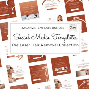 Laser Haarentfernung Vorlagen|Bearbeitbare Canva Designs|Social Media Posts|Spa Marketing Tool|Kundenempfehlungen|Digitaler Download