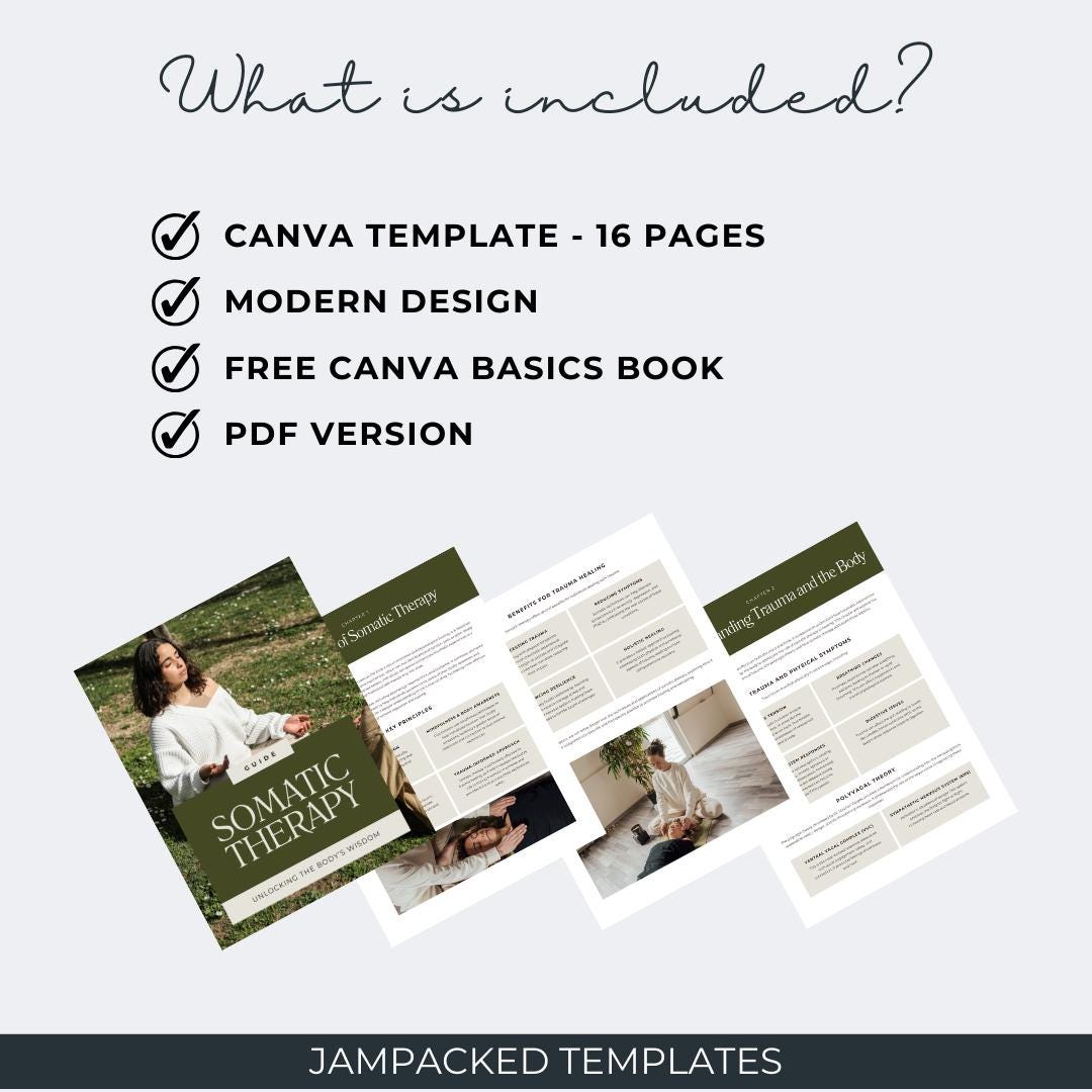 Somatic Therapy Guide – 16-page Printable + Canva Template – Nervous ...