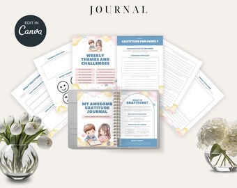 Kids Gratitude Journal | Printable Daily Reflection, Mindfulness (Canva Template)