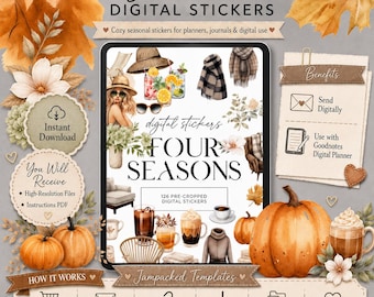 Seasonal Digital Planner Stickers,Sticker Book, Goodnotes Stickers, Seasonal Stickers, Goodnotes Planner, Ipad Stickers, Png Stickers