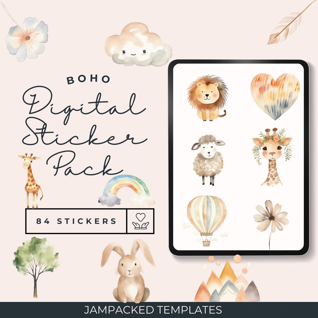Boho Digital Stickers | Pre-cropped Goodnotes Stickers | Aesthetic ...