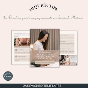 Social Media Engagement Tips Guide Canva Template PDF 10 Quick Content Strategy Boost Small Business Growth Instagram Marketing Tips