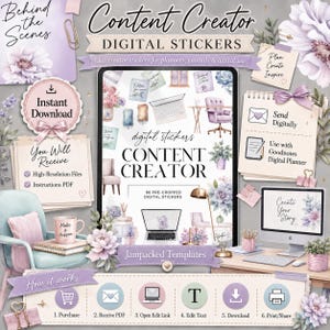 Content Creator Digital Planner Stickers,Sticker Book,Goodnotes Stickers,Content Creator Stickers,Planner,Ipad Stickers,Png Stickers