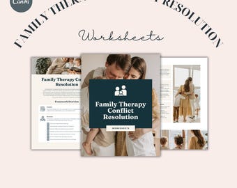 Family Therapy Conflict Resolution Workbook | 30‑Page HARMONY Worksheets for Families – Active Listening, Mindful Communication