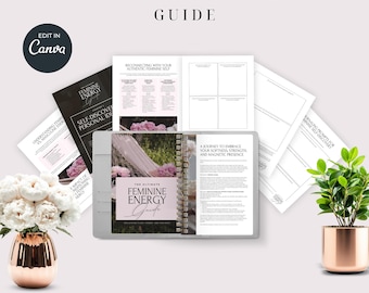 Guide de l'énergie féminine | Journal de guérison imprimable, modèle Canva (PDF)