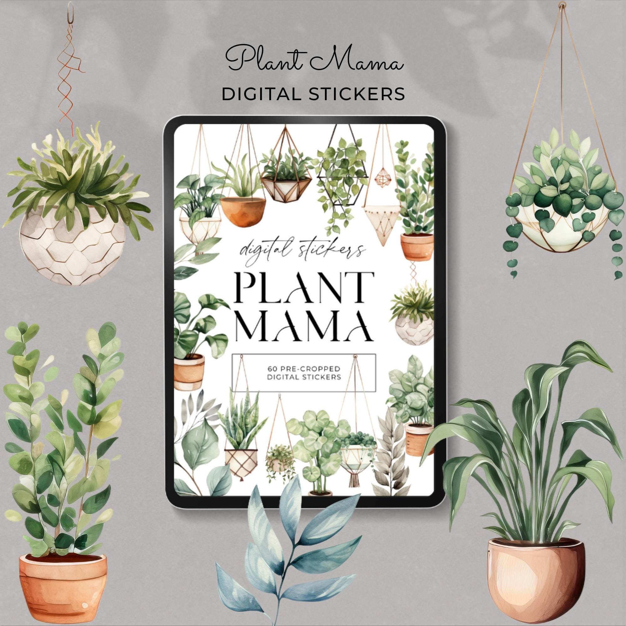 Plant Themed Digital Planner Stickers,Sticker Book, Goodnotes Stickers, Plant Stickers, Goodnotes Planner, Ipad Stickers, Png Stickers