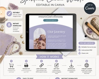 Spiritual Canva Website Template | Editable, Beginner-Friendly, Instant Download (Digital Product)