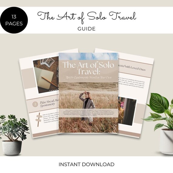 Art of Travelling Solo Guide|Editable Canva Template & PDF|Beginner Tips|Solo Trip Planner|Safety Advice for Travellers