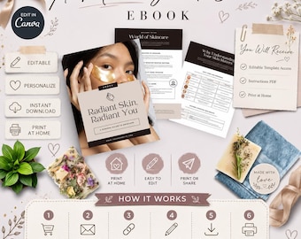 Skincare Routine Guide, Printable Skincare Planner, Canva Editable Beauty Guide, Skin Type & Product Help, Digital Skincare Template