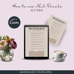 How to Use Nail Decals Guide | 1-Page PDF + Editable Canva Template | Nail Art Application Tips | Beginners Nail Decal Instructions
