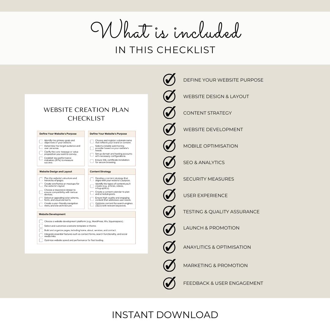 Website Creation Checklist|editable Canva Template|small Business ...