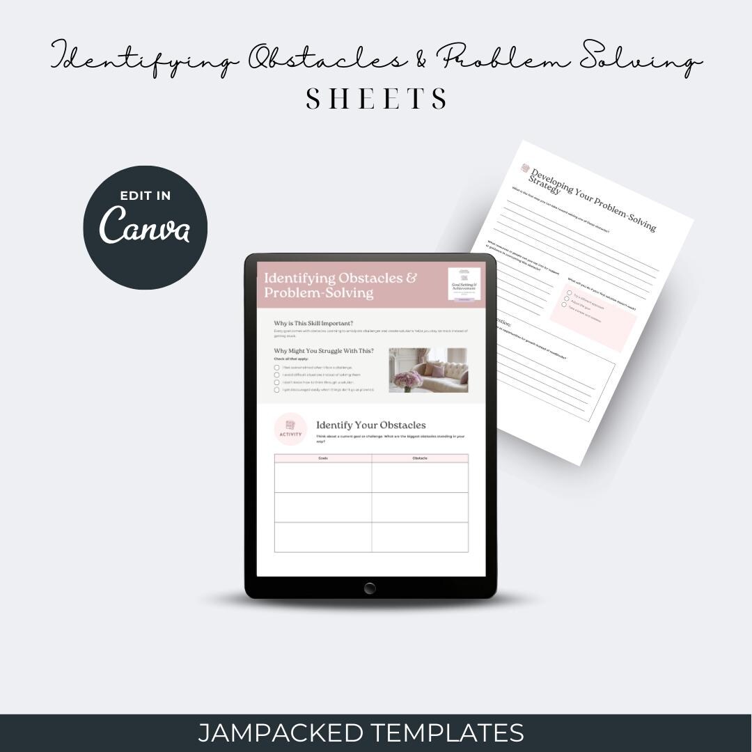 Identifying Obstacles & Problem Solving Sheets | 2 Page Printable Canva ...