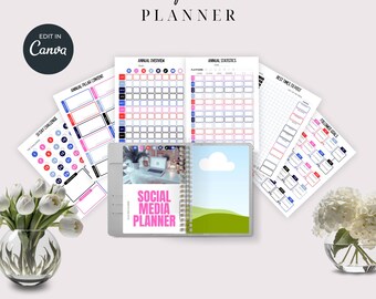 Social Media Planner | Instagram TikTok Planner | Business Social Strategy PDF | Facebook Planner | Pinterest Planner