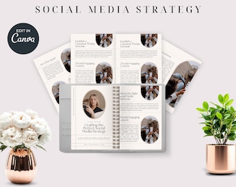 Libro electrónico de estrategia de redes sociales / Guía de planificación de contenido en PDF / Plantilla de Canva editable para pequeñas empresas, coaches y creadores de contenido