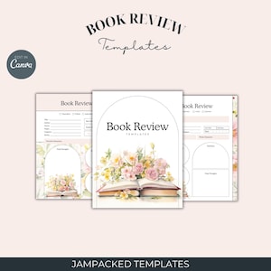 Book Review Template PDF, Reading Journal Canva Editable, Book Club Worksheet Printable, Student Reading Log, Book Report Template