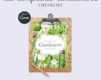 Garten Checklist druckbarer, bearbeitbarer Canva Planner (PDF)