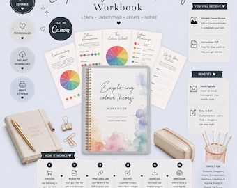 Exploring Colour Theory Guide | Printable Color Theory PDF | Canva Editable Design Education Resource for Art Teachers & Beginners