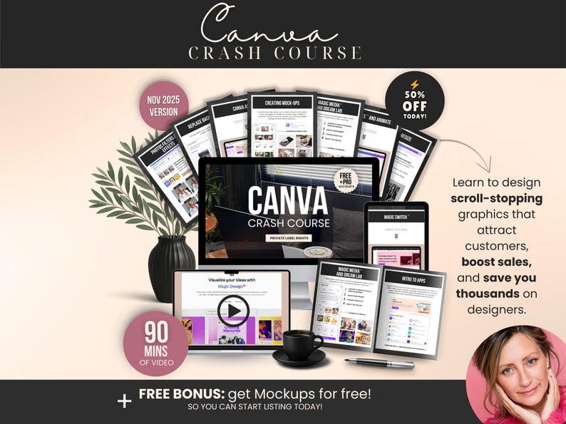 Canva Crash Course, this is delivered via a pdf with link to the course