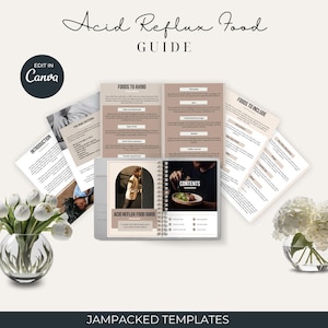 Acid Reflux Food Guide | 13-Page PDF + Editable Canva | GERD Meal Planning Tips | Foods to Eat & Avoid | Reflux Diet for Beginners