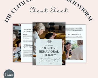 CBT Spickzettel Canva Vorlage | 23-seitiger Kognitiver Verhaltenstherapie Ratgeber | Bearbeitbare Arbeitsblätter für psychische Gesundheit PDF | Wagen | Psychische Gesundheit