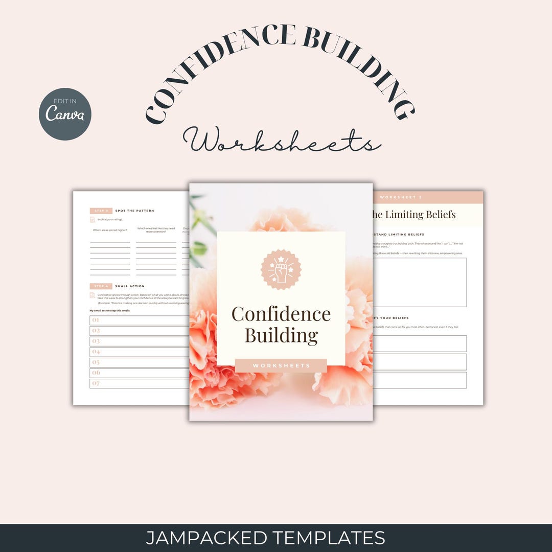 Confidence Worksheet | 22-page EDITABLE Printable PDF Canva Template ...