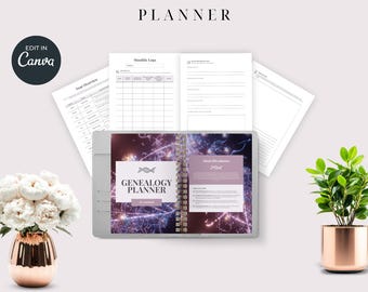 Genealogy Planner: 46-Page Family History Organizer (Printable PDF & Canva)
