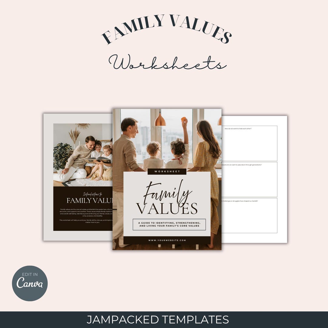 Our Family Values Worksheet.pdf Family Values Worksheet: Printable Canva Template (PDF) - Etsy