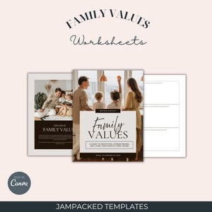 Family Values Worksheets Printable Canva Template Parenting Coaching Tool Editable PDF Homeschool Family Bonding Activities Resource