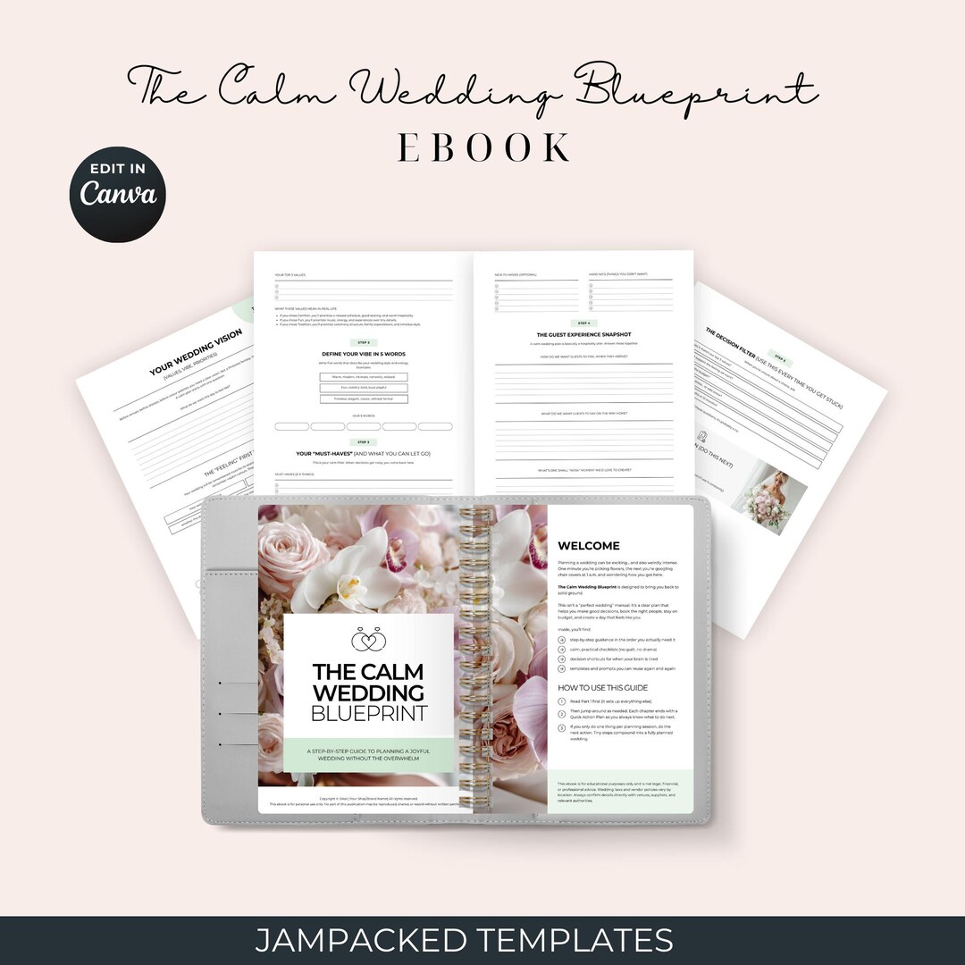 Wedding Planning Guide PDF | 36-page EDITABLE Canva Wedding Planner