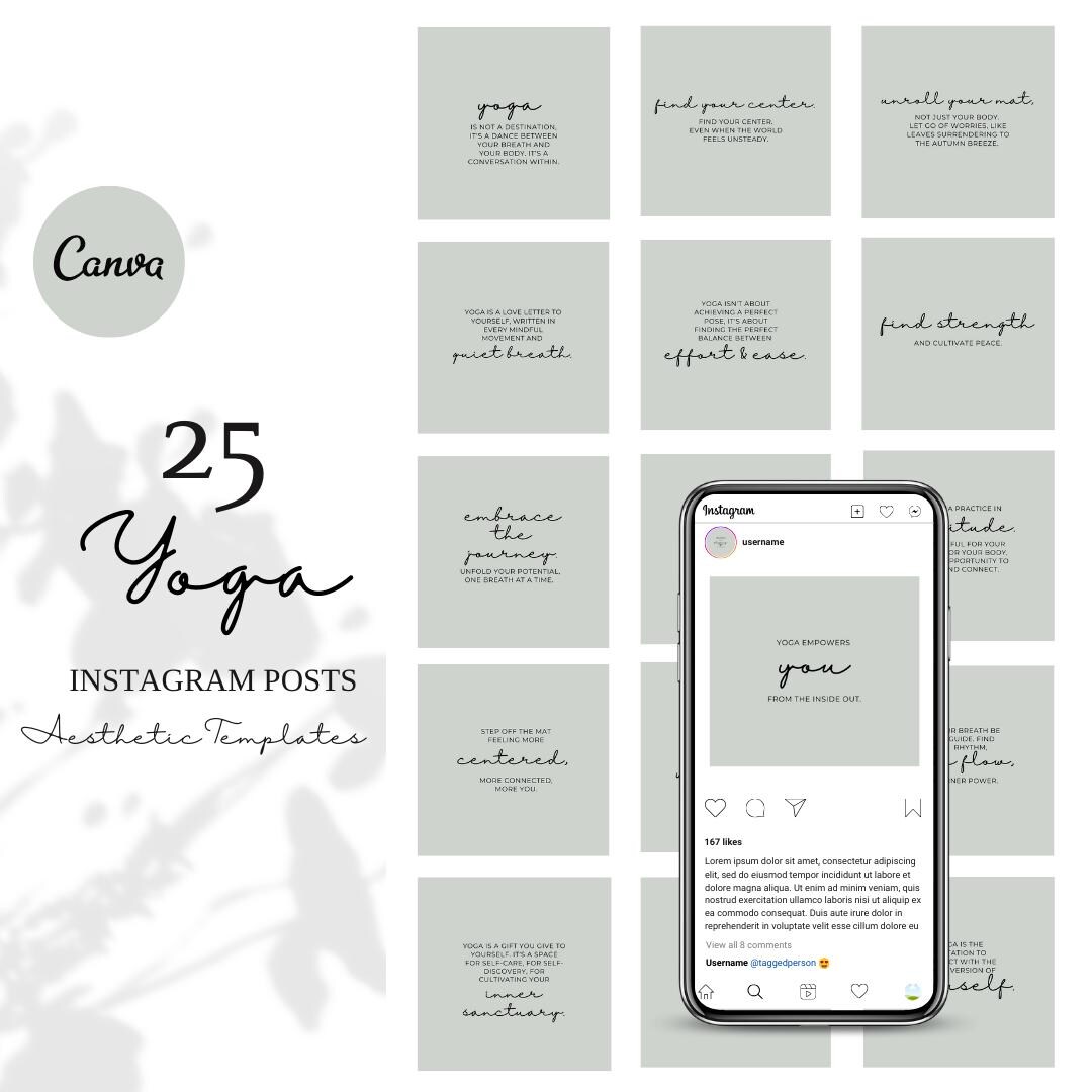 Yoga Quote Instagram Templates | Wellness Social Media Posts | Canva ...