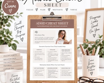 ADHD Cheat Sheet Printable | Executive Function & Motivation Hacks (PDF)