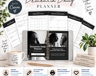 Dementia Daily Planner Printable Caregiver Organizer Canva Template Alzheimer’s Routine Chart Memory Care Tracker for Personal Use