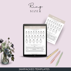 Bague de mesure imprimable | Tableau des tailles de bague PDF | Outil de mesure de bague | Guide des tailles de bagues DIY | Tableau des tailles de bijoux | Téléchargement instantané