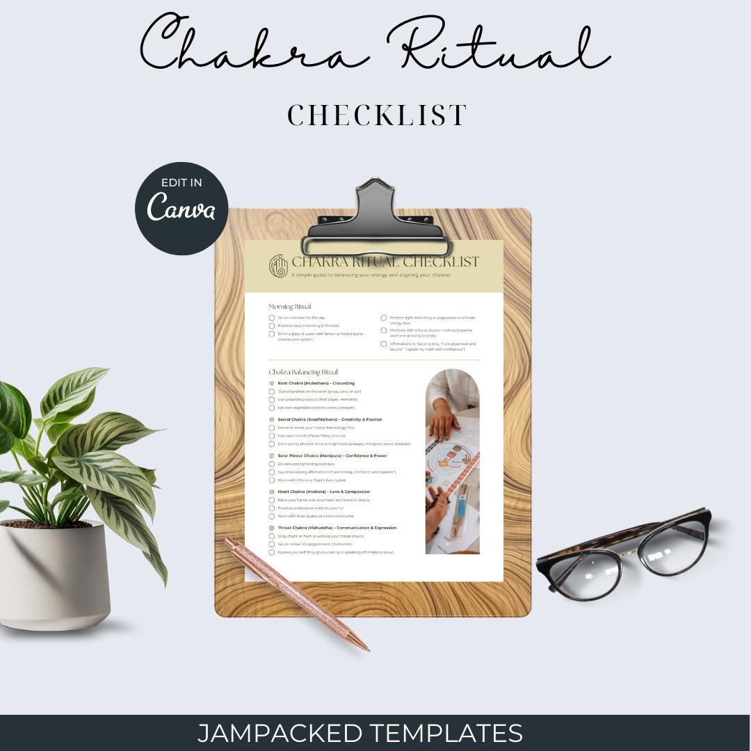 Chakra Ritual Checklist – 2-page Printable & Canva Template – Chakra ...