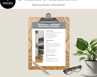 Checkliste für die Küchen- und Badrenovierung|Bearbeitbare Canva-Vorlage|PDF|Home Remodel Planner| Einrichtungs-Führer