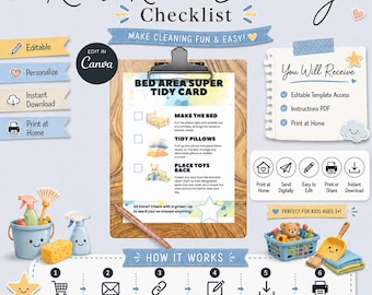 Kids Room Cleaning Checklist | Fun Chore Cards (Printable PDF)