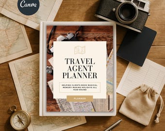 Travel Agent Planner Printable Editable Canva Template Travel Business Organizer Travel Agency PDF Client Tracker Travel Tools