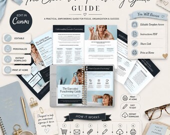 ADHD Executive Functioning Guide | Printable Time Management, Personal Development (PDF & Canva)