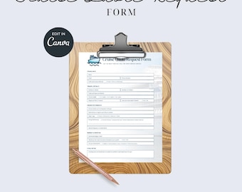 Cruise Quote Request Form, Editable Canva Template, Travel Agent PDF, Client Intake Sheet, Cruise Planning Printable Form