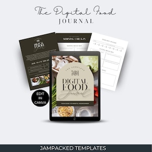 Digital Food Journal – 9-Page Printable + Canva Template – Mindful Eating Tracker & Wellness Journal for Personal Use
