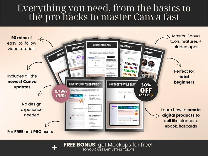 Canva Crash Course for beginners 2025, Canva Beginners Guide, How to use Canva to create digital products to sell, Canva For Business Owners image 3