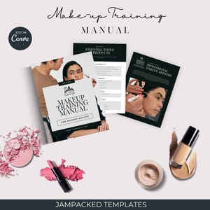 Makeup Artist Training Manual | 15-Page Editable Makeup Training Guide Canva Template | Beauty Tutor Resource PDF Download
