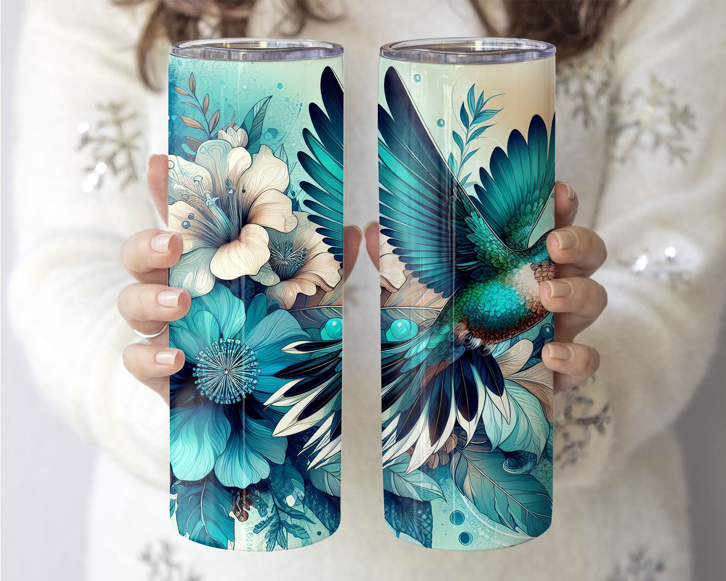 Blue Hummingbird Tumbler Wrap, 20 Oz Skinny Sublimation Tumbler Design ...