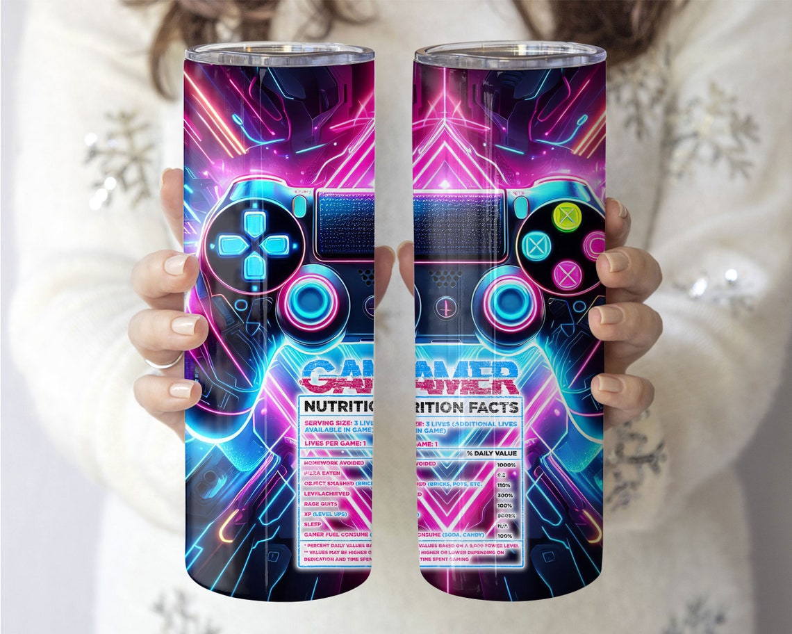 Gaming Tumbler Wrap 20 Oz Gamer Controller Decal PNG for Sublimation ...