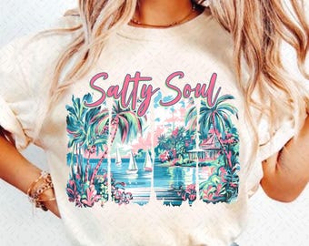 Summer Salty Soul png, Preppy Beach png, Beach vibes Brushstroke Png, Aesthetic Summer png, Trendy Summer Png, Funny Sarcastic png